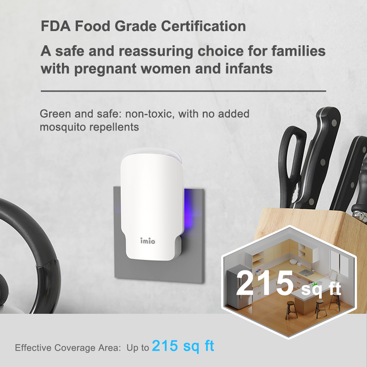 imio Indoor Flying Insect Trap with UV Light - 1 Device + 3 Refill