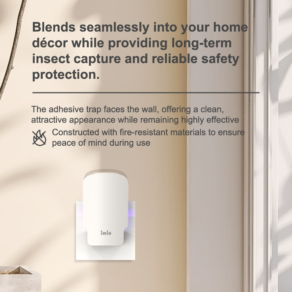 imio Indoor Flying Insect Trap with UV Light - 2 Device + 6 Refill