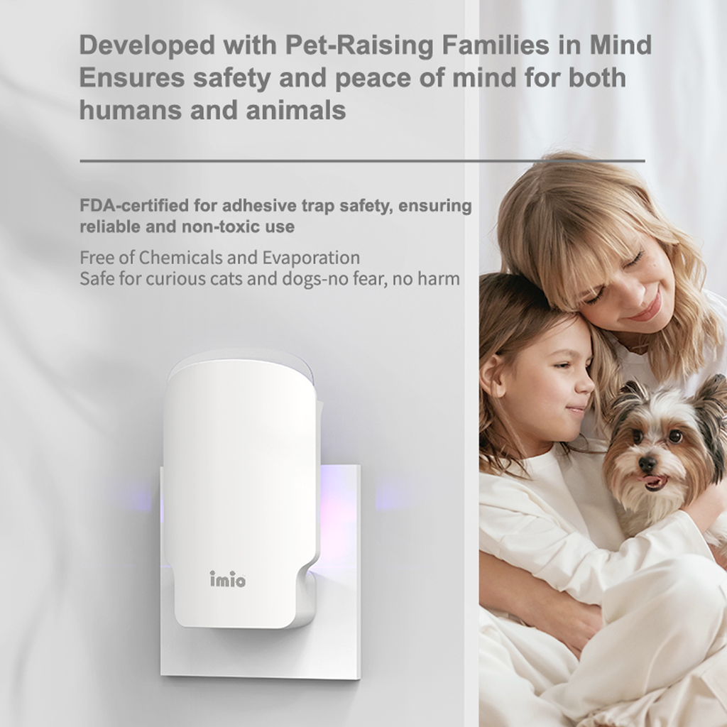 imio Indoor Flying Insect Trap with UV Light - 2 Device + 6 Refill