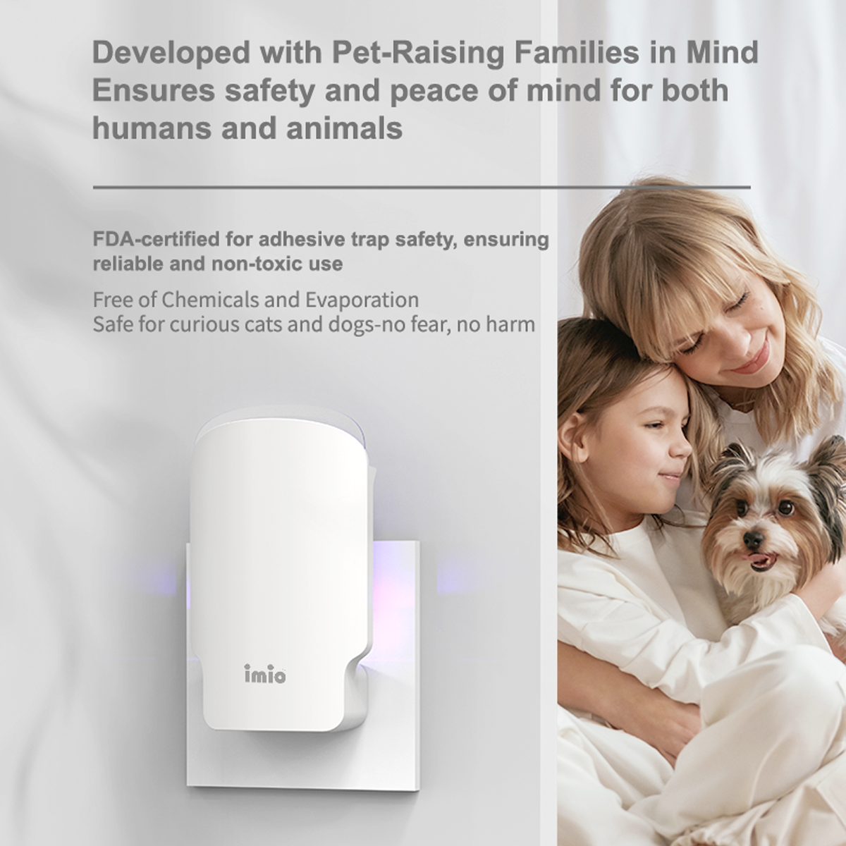 imio Indoor Flying Insect Trap with UV Light - 1 Device + 3 Refill