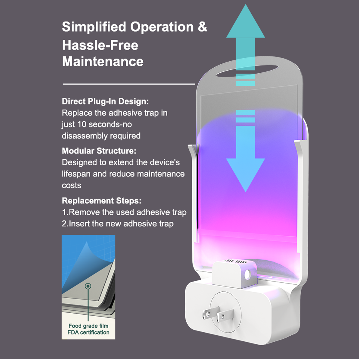 imio Indoor Flying Insect Trap with UV Light - 1 Device + 3 Refill