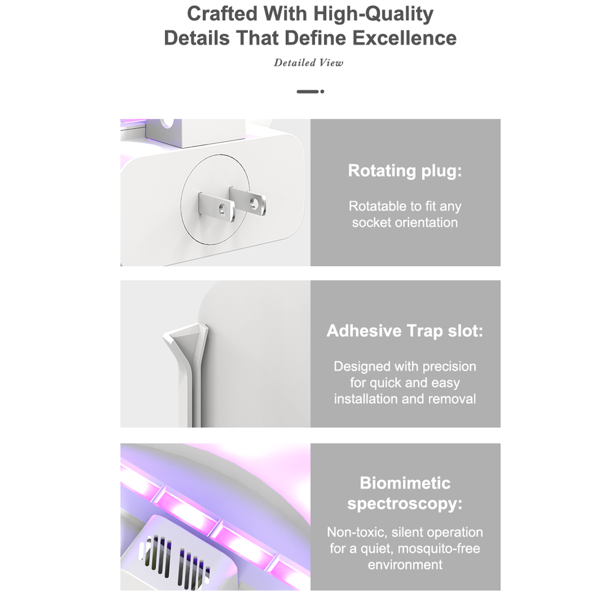 imio Indoor Flying Insect Trap with UV Light - 1 Device + 3 Refill